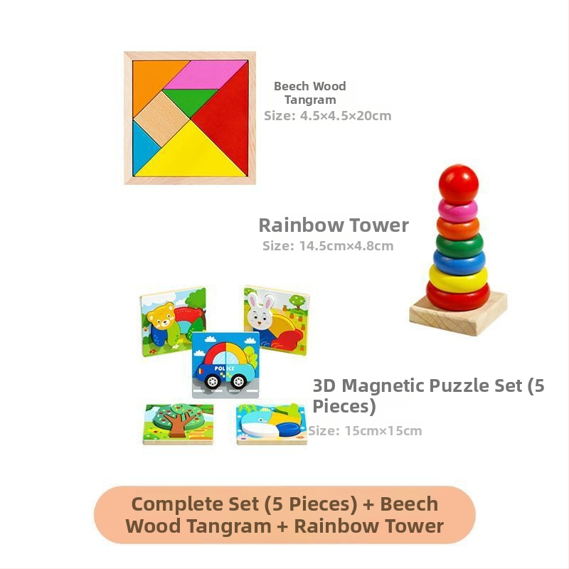 Puzzle 3D din lemn pentru sugari și copii mici, cu personalizare logo OEM