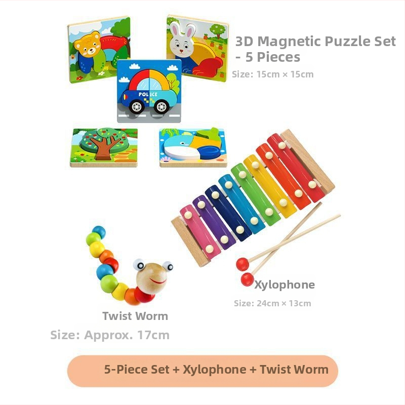 Puzzle 3D din lemn pentru sugari și copii mici, cu personalizare logo OEM