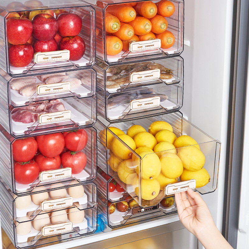 Cutie de depozitare pentru frigider cu sertar – Plastic, de calitate alimentară, LIZE, Stil Nordic