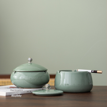 Scrumiera ceramică cu capac, stil minimalist de inspirație chineză, pentru birou sau casă, personalizare logo