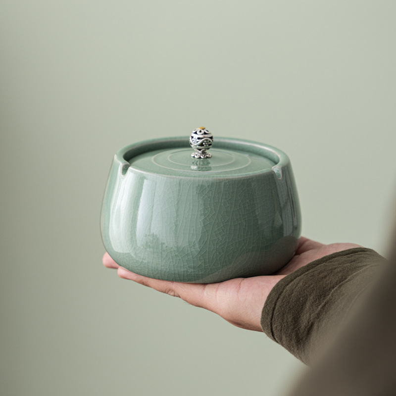 Scrumiera ceramică cu capac, stil minimalist de inspirație chineză, pentru birou sau casă, personalizare logo