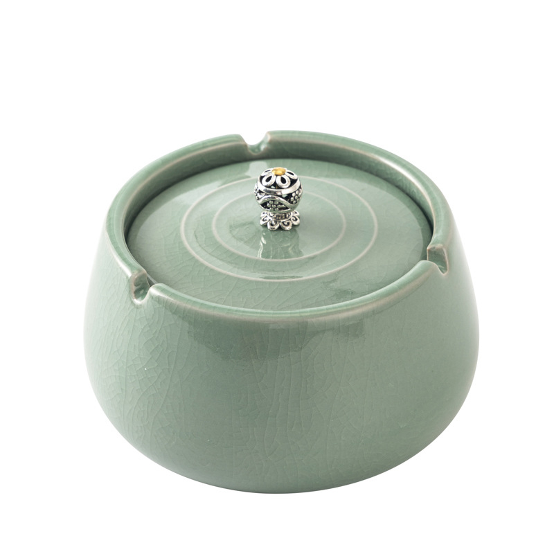 Scrumiera ceramică cu capac, stil minimalist de inspirație chineză, pentru birou sau casă, personalizare logo