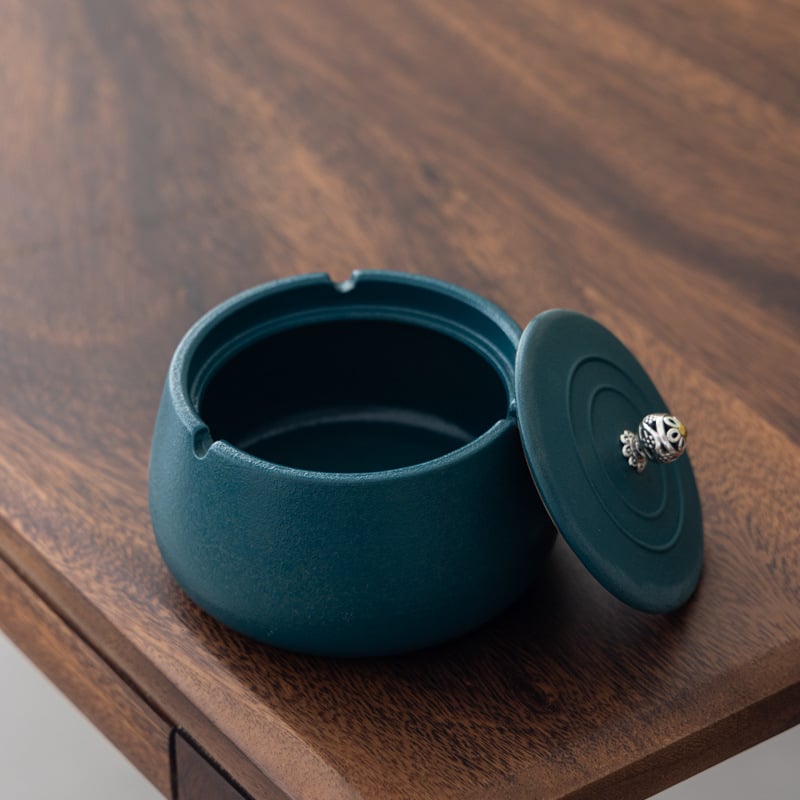 Scrumiera ceramică cu capac, stil minimalist de inspirație chineză, pentru birou sau casă, personalizare logo