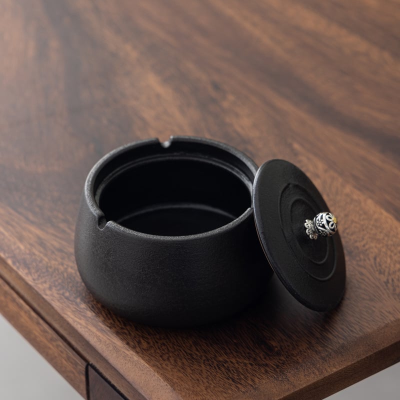 Scrumiera ceramică cu capac, stil minimalist de inspirație chineză, pentru birou sau casă, personalizare logo