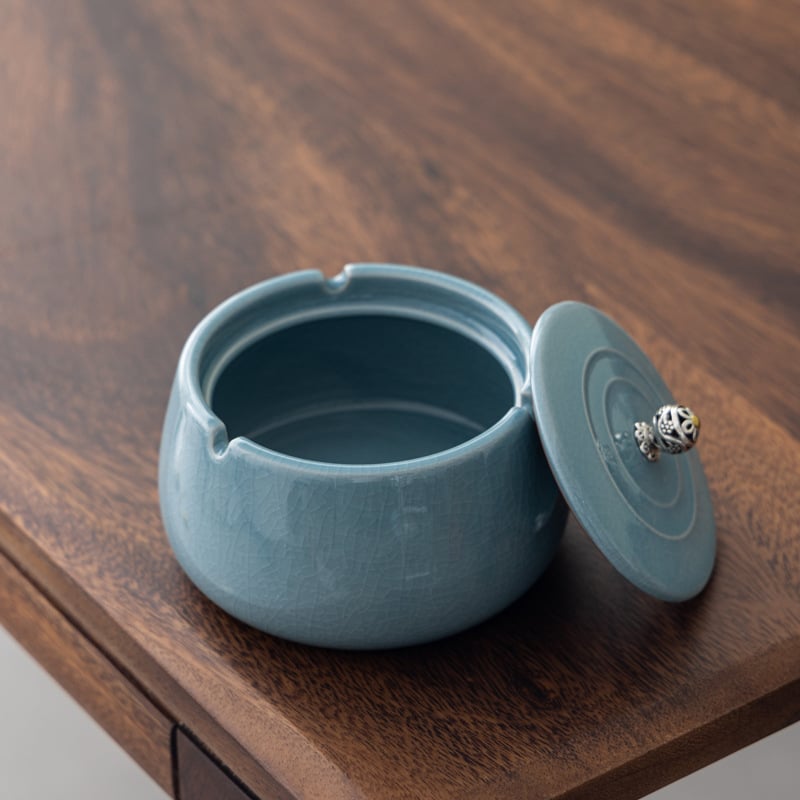 Scrumiera ceramică cu capac, stil minimalist de inspirație chineză, pentru birou sau casă, personalizare logo