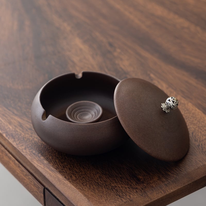 Scrumiera ceramică cu capac, stil minimalist de inspirație chineză, pentru birou sau casă, personalizare logo