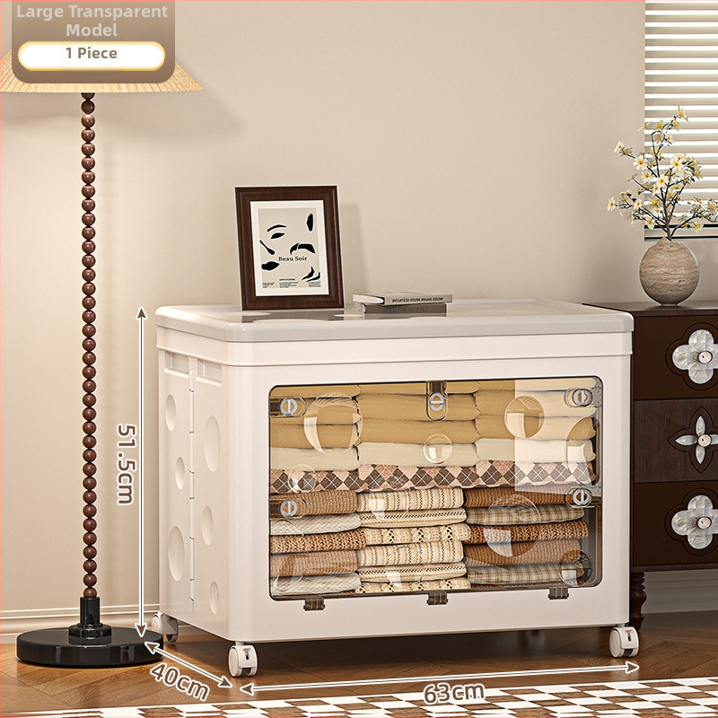 Cutie de depozitare pentru haine cu capac rabatabil, capacitate 150–200 L, plastic PP, pliabilă cu roți