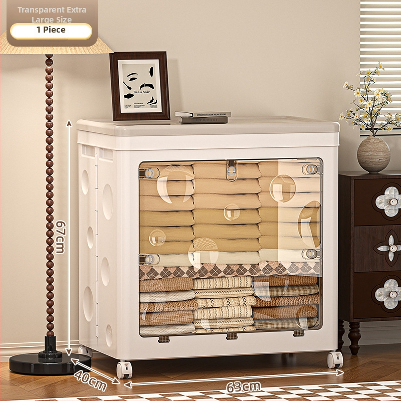 Cutie de depozitare pentru haine cu capac rabatabil, capacitate 150–200 L, plastic PP, pliabilă cu roți