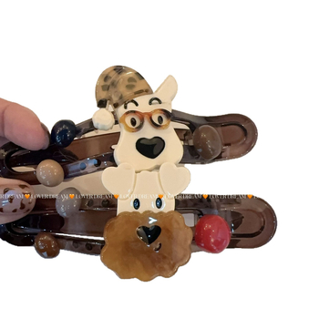 Spajalica za kosu Lazy Clip s leopard uzorkom, ručna izrada, mješavina materijala, ženski dodatak