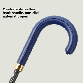 Umbrelă cu cadru din 24 nervuri, mâner lung, tijă dreaptă, tijă de fier, țesătură 190T