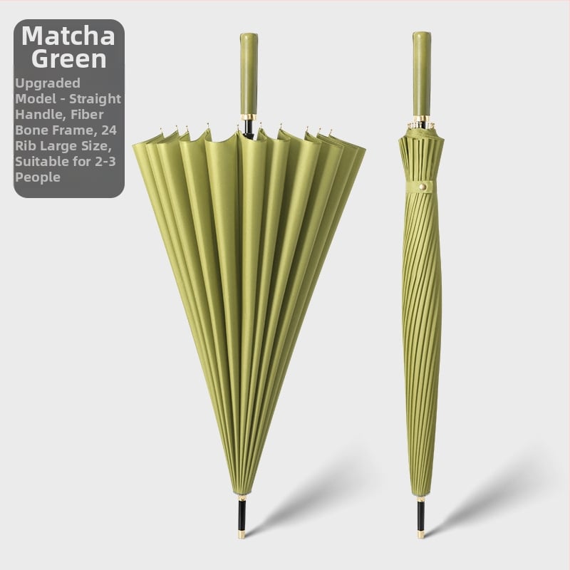 Umbrelă cu cadru din 24 nervuri, mâner lung, tijă dreaptă, tijă de fier, țesătură 190T