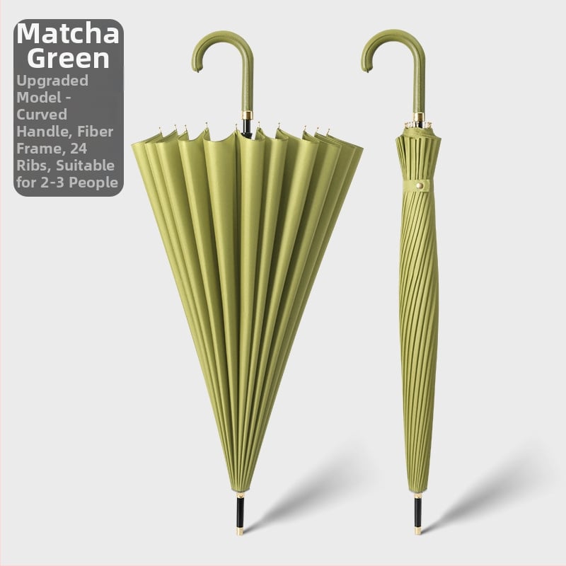 Umbrelă cu cadru din 24 nervuri, mâner lung, tijă dreaptă, tijă de fier, țesătură 190T