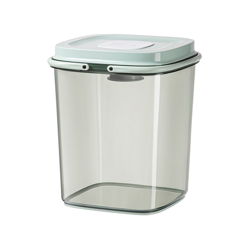 Recipient pentru depozitarea orezului, corp PET transparent și capac ABS; etanșare pentru protecție împotriva umezelii și insectelor; capacitate peste 10 L; design portabil