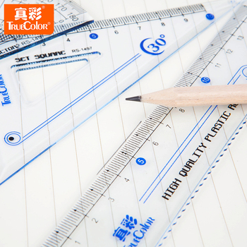 True Color RS-1499 Set pentru desenul elevului: riglă, raportor, două rigle cu unghi drept — potrivit cadou pentru zilele de naștere și absolvire