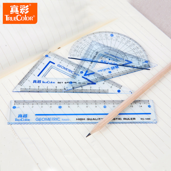 True Color RS-1499 Set pentru desenul elevului: riglă, raportor, două rigle cu unghi drept — potrivit cadou pentru zilele de naștere și absolvire