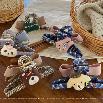 Clip de păr cu funda animată desenată – Handmade, Material mixt, Stil coreean, Fără inserții