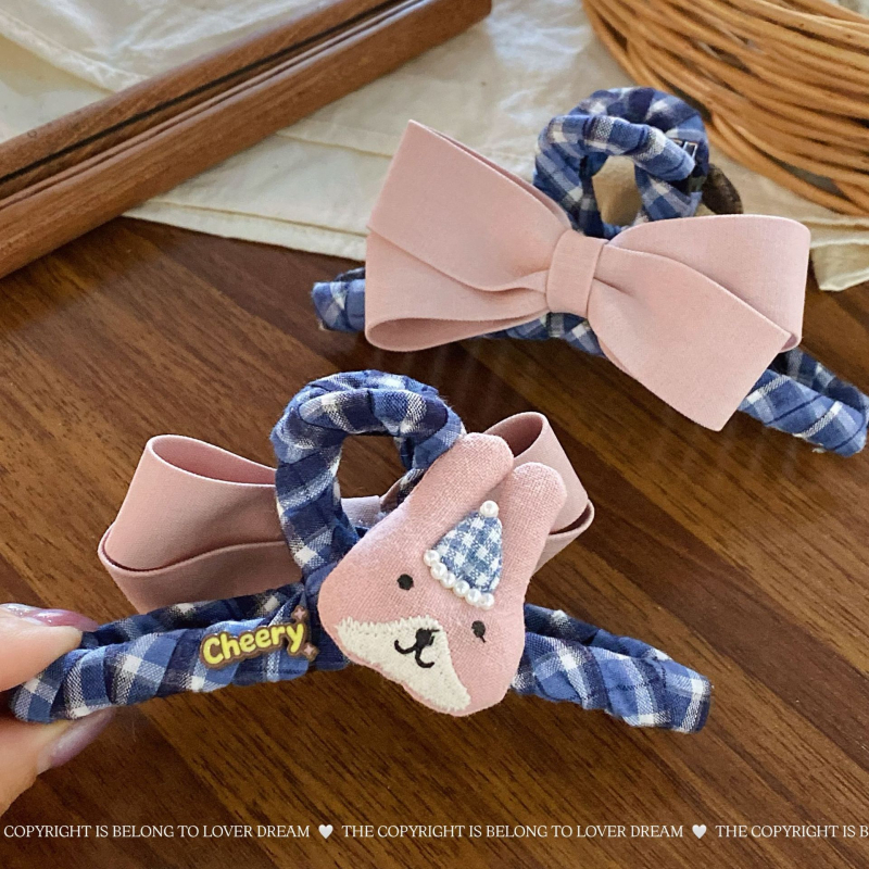 Clip de păr cu funda animată desenată – Handmade, Material mixt, Stil coreean, Fără inserții