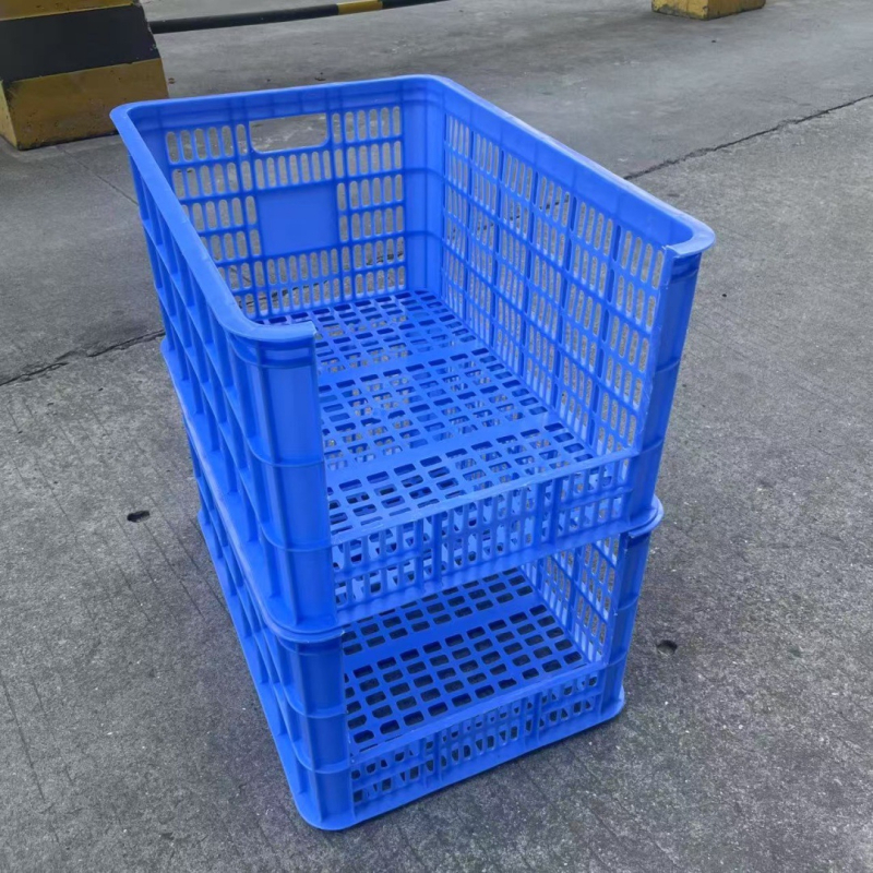 Ανοικτής κεφαλής πλαστικό καλάθι μεταφόρτωσης για αποθήκευση, χυτό με έγχυση HDPP, στοιβαζόμενο κενό καλάθι, τοίχωμα 2–8 mm, φορτίο 50, κατάλληλο για λαχανικά και φρούτα