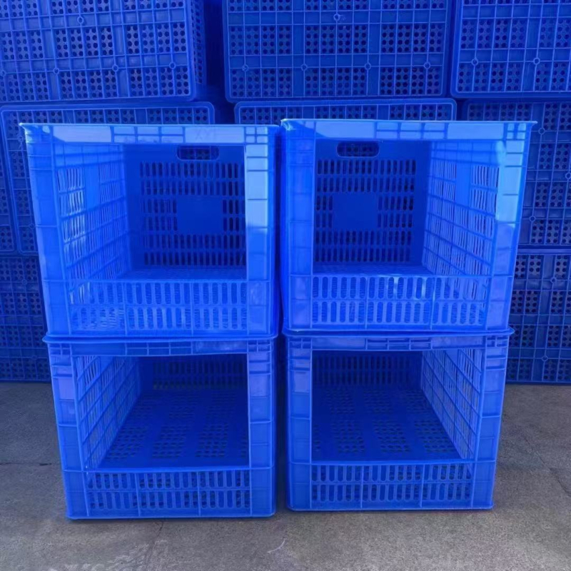 Ανοικτής κεφαλής πλαστικό καλάθι μεταφόρτωσης για αποθήκευση, χυτό με έγχυση HDPP, στοιβαζόμενο κενό καλάθι, τοίχωμα 2–8 mm, φορτίο 50, κατάλληλο για λαχανικά και φρούτα