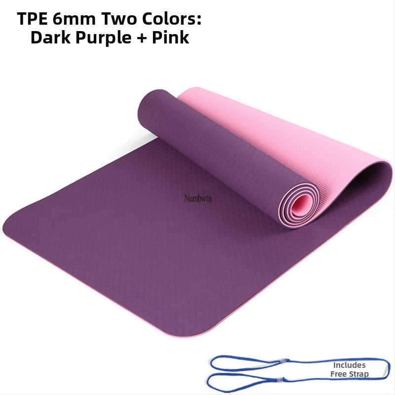 Saltea de yoga - Set de cinci piese cu bandă de întindere, latex, TPE, 6 mm