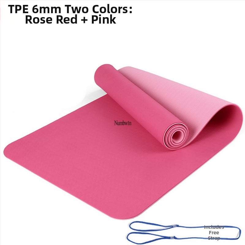 Saltea de yoga - Set de cinci piese cu bandă de întindere, latex, TPE, 6 mm