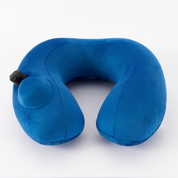 Φουσκωτή μαξιλαράκι λαιμού σε σχήμα U, Crystal Velvet ύφασμα, αναπνεόμενο, με επεξεργασία OEM, φουσκώνει με πάτημα, βάρος κάτω από 0,5 kg