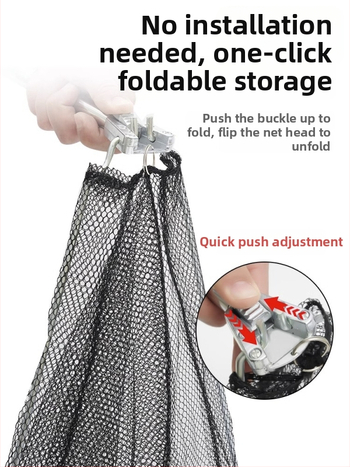 Plasă de pescuit pliabilă din oțel inoxidabil cu tijă telescopică; plasă solidă; ochi fin; capacitate de încărcare 300