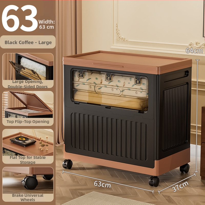 Cutie pliabilă pentru cărți din plastic PP cu ușă laterală, capacitate 90–100 L, cu roți, depozitare cărți multifuncțională