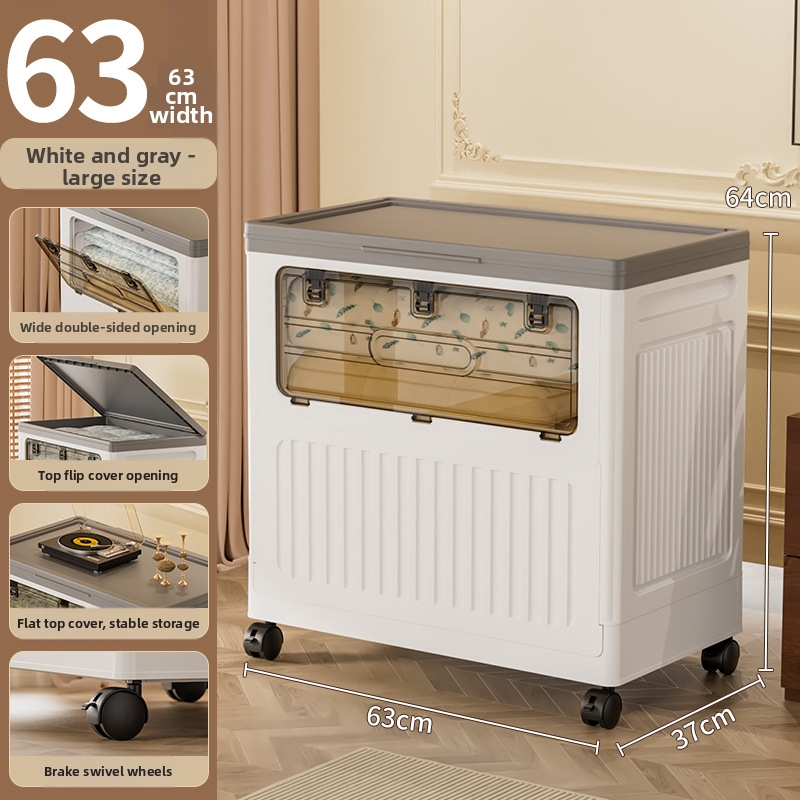 Cutie pliabilă pentru cărți din plastic PP cu ușă laterală, capacitate 90–100 L, cu roți, depozitare cărți multifuncțională