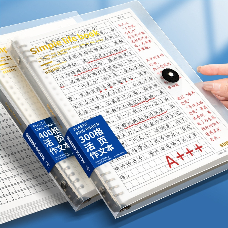 Caiet de compuneri cu foi detașabile, 60 de foi, 8 găuri, hârtie din pulpă de lemn