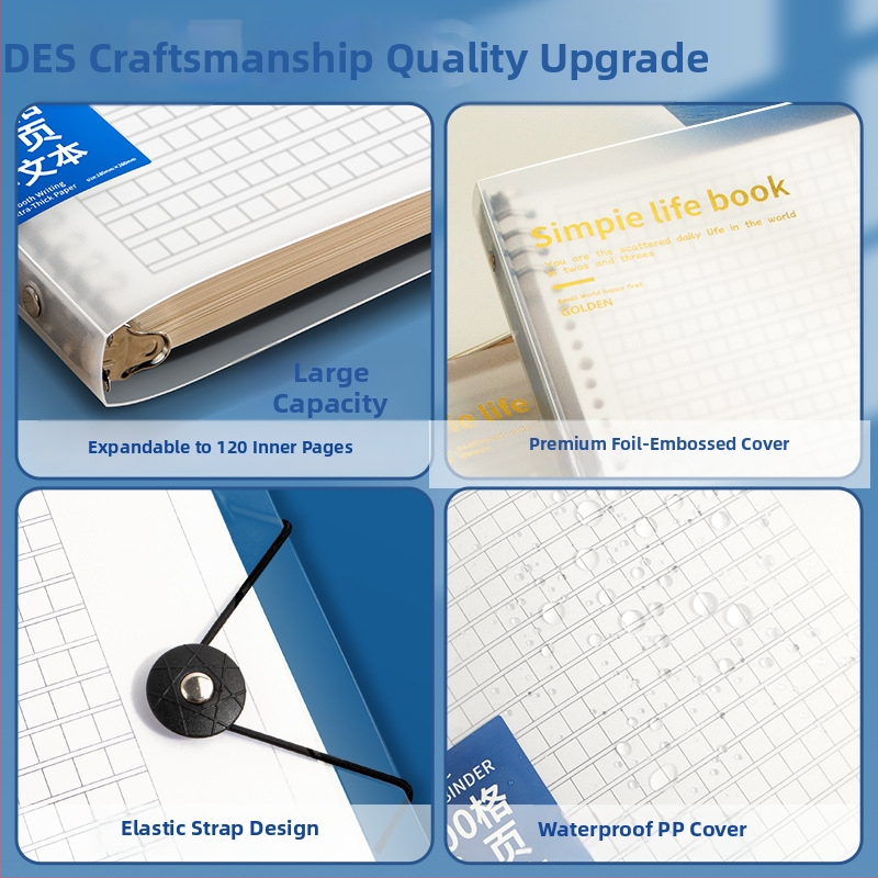 Caiet de compuneri cu foi detașabile, 60 de foi, 8 găuri, hârtie din pulpă de lemn