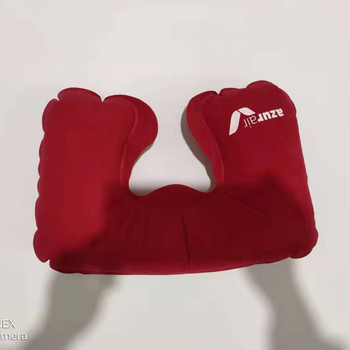 Teijin PVC flokano napuhavajuće putno jastuk u obliku U, punjenje plinom, Crystal Velvet tkanina, za odrasle