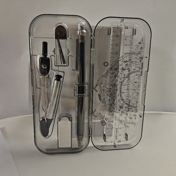 8-частен комплект циркули, линейки и чертожни инструменти: автоматични моливи и гуми – неелектрични за ученици