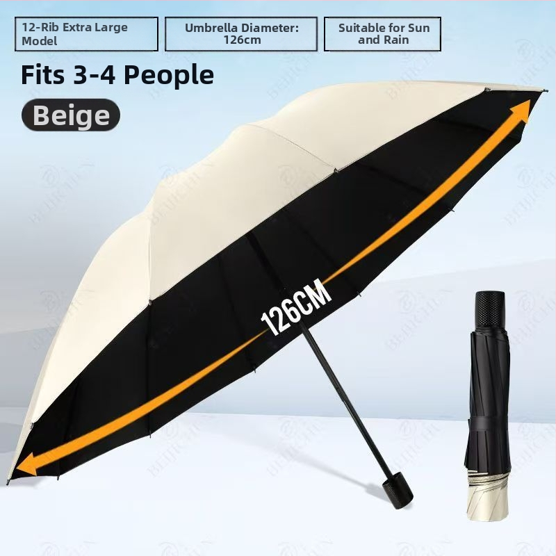 Ομπρέλα, με 12 ακτίνες, αναδιπλούμενη, χειροκίνητο άνοιγμα/κλείσιμο, UPF>50 UV προστασία, ύφασμα 190T, δυνατότητα εκτύπωσης λογοτύπου