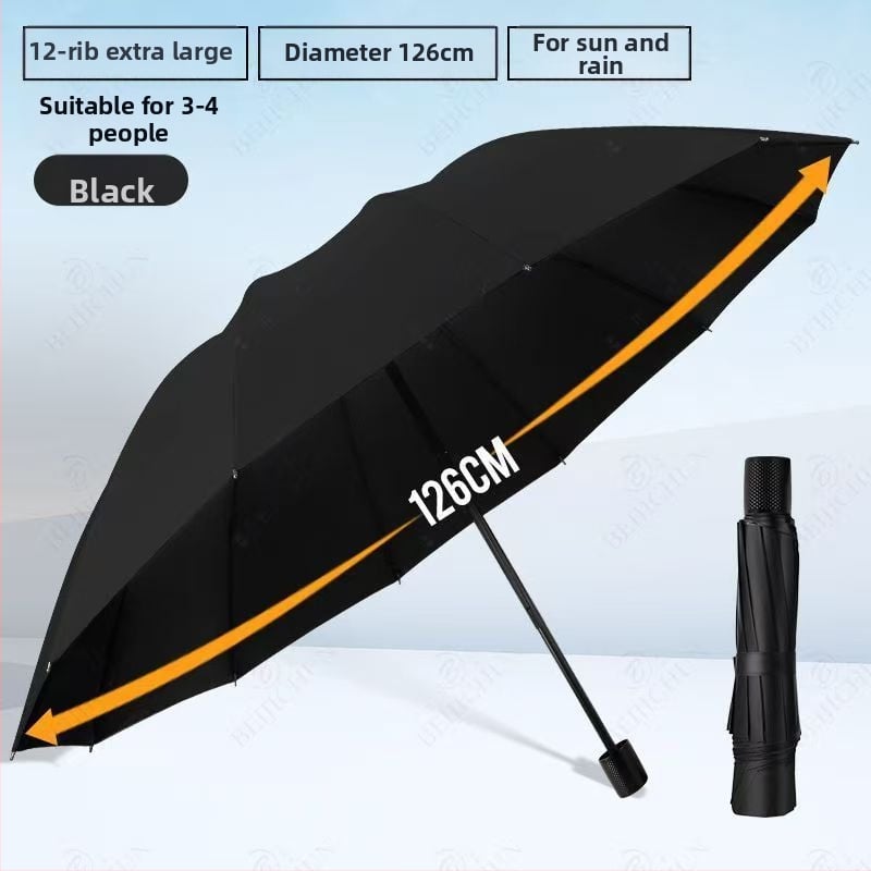 Ομπρέλα, με 12 ακτίνες, αναδιπλούμενη, χειροκίνητο άνοιγμα/κλείσιμο, UPF>50 UV προστασία, ύφασμα 190T, δυνατότητα εκτύπωσης λογοτύπου