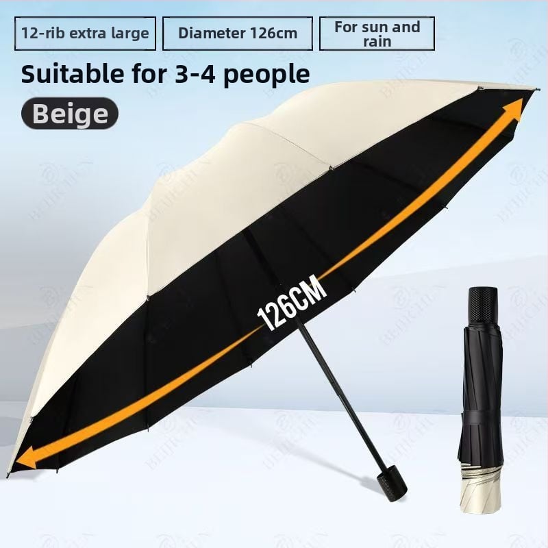 Ομπρέλα, με 12 ακτίνες, αναδιπλούμενη, χειροκίνητο άνοιγμα/κλείσιμο, UPF>50 UV προστασία, ύφασμα 190T, δυνατότητα εκτύπωσης λογοτύπου