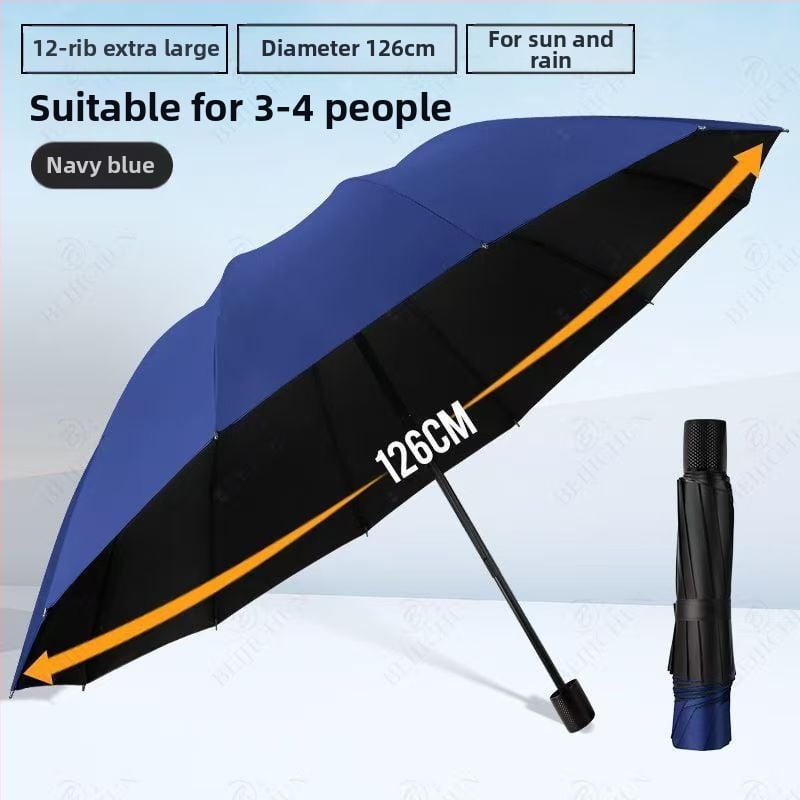 Ομπρέλα, με 12 ακτίνες, αναδιπλούμενη, χειροκίνητο άνοιγμα/κλείσιμο, UPF>50 UV προστασία, ύφασμα 190T, δυνατότητα εκτύπωσης λογοτύπου