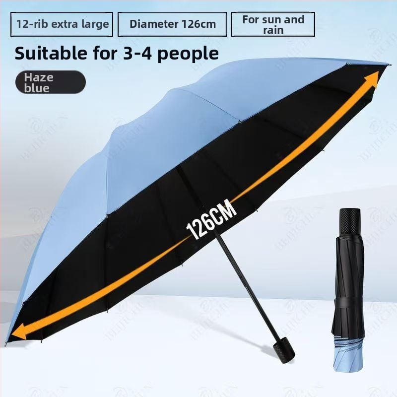 Ομπρέλα, με 12 ακτίνες, αναδιπλούμενη, χειροκίνητο άνοιγμα/κλείσιμο, UPF>50 UV προστασία, ύφασμα 190T, δυνατότητα εκτύπωσης λογοτύπου