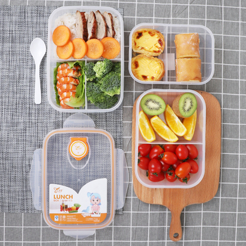 Cutie de prânz din PP plastic, formă dreptunghiulară, compatibilă cu microunde, capac etanș, păstrează prospețimea