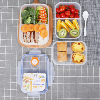 Cutie de prânz din PP plastic, formă dreptunghiulară, compatibilă cu microunde, capac etanș, păstrează prospețimea