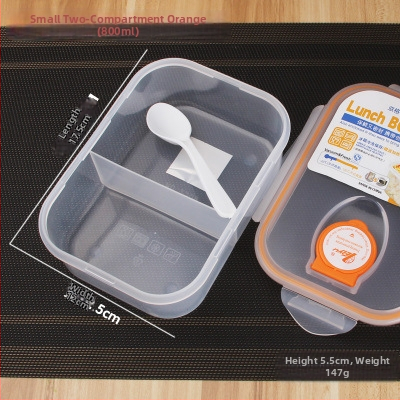 Cutie de prânz din PP plastic, formă dreptunghiulară, compatibilă cu microunde, capac etanș, păstrează prospețimea