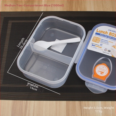 Cutie de prânz din PP plastic, formă dreptunghiulară, compatibilă cu microunde, capac etanș, păstrează prospețimea