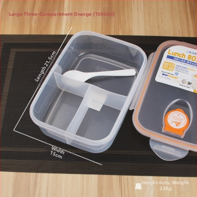 Cutie de prânz din PP plastic, formă dreptunghiulară, compatibilă cu microunde, capac etanș, păstrează prospețimea