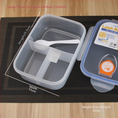 Cutie de prânz din PP plastic, formă dreptunghiulară, compatibilă cu microunde, capac etanș, păstrează prospețimea