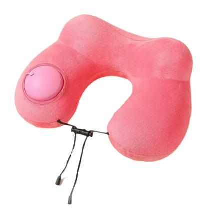 Ταξιδιωτικό μαξιλάρι τύπου U για ύπνο, φουσκωτό, με βελούδινο ύφασμα, πλήρωση αέρα, καθολική χρήση