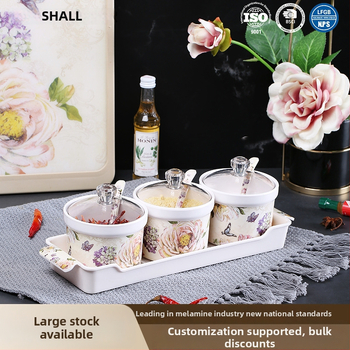 Set borcănele pentru condimente din melamină – recipiente rotunde pentru depozitare în bucătărie, imprimare a logo-ului și personalizare