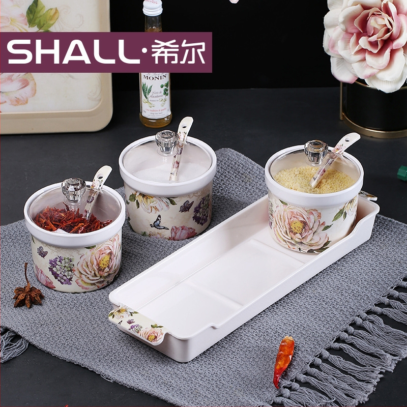 Set borcănele pentru condimente din melamină – recipiente rotunde pentru depozitare în bucătărie, imprimare a logo-ului și personalizare