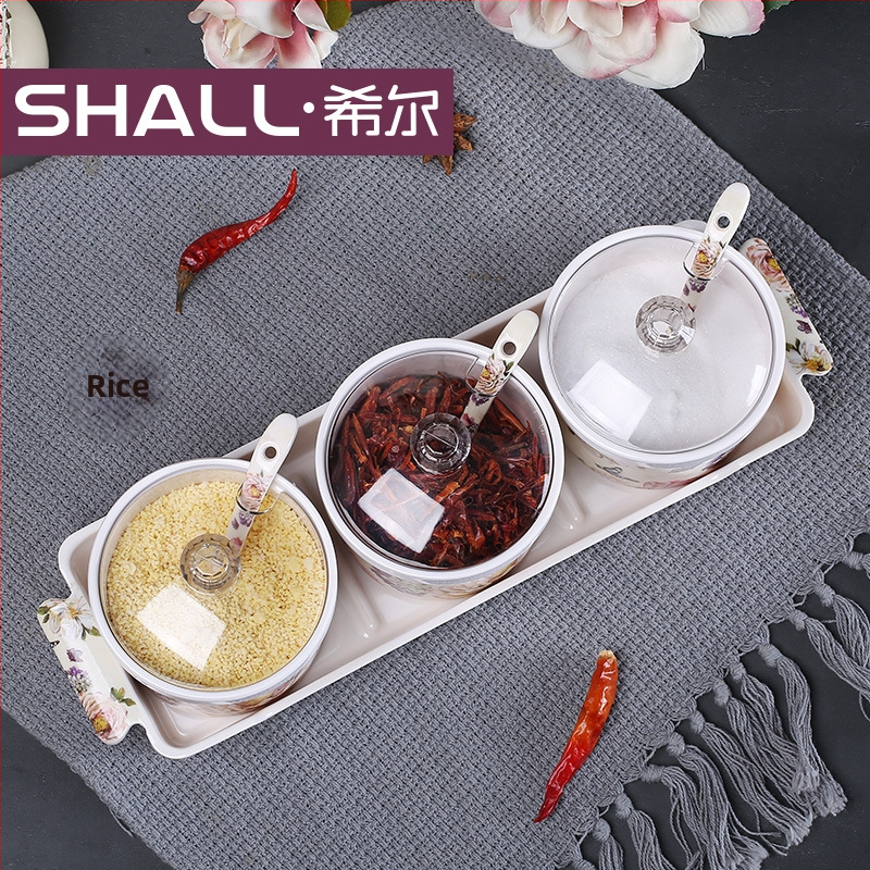 Set borcănele pentru condimente din melamină – recipiente rotunde pentru depozitare în bucătărie, imprimare a logo-ului și personalizare