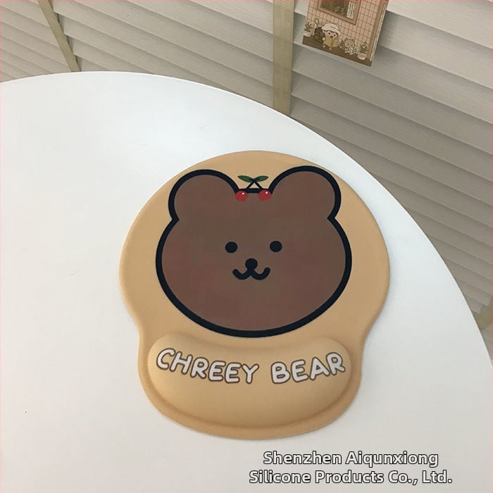 Tastatură și mouse pad cu design ursuleț, protecție pentru încheieturi, dublă față, anti-derapare, USB hub