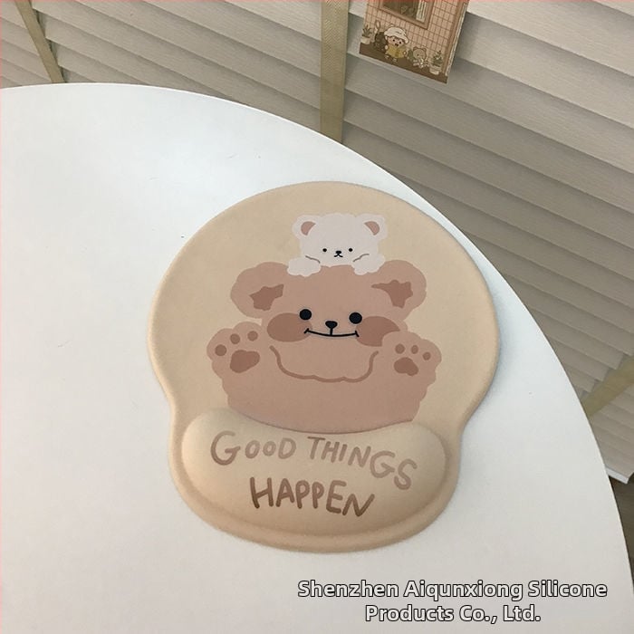 Tastatură și mouse pad cu design ursuleț, protecție pentru încheieturi, dublă față, anti-derapare, USB hub